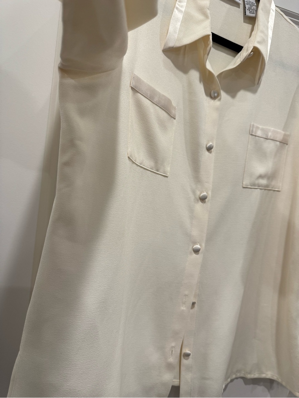 Cream Satin-Trim Blouse - Picture 4 of 9